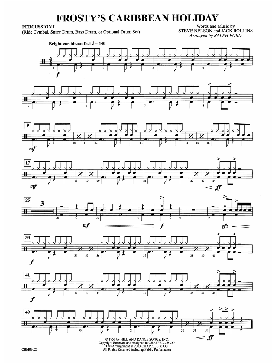Frosty's Caribbean Holiday: 1st Percussion