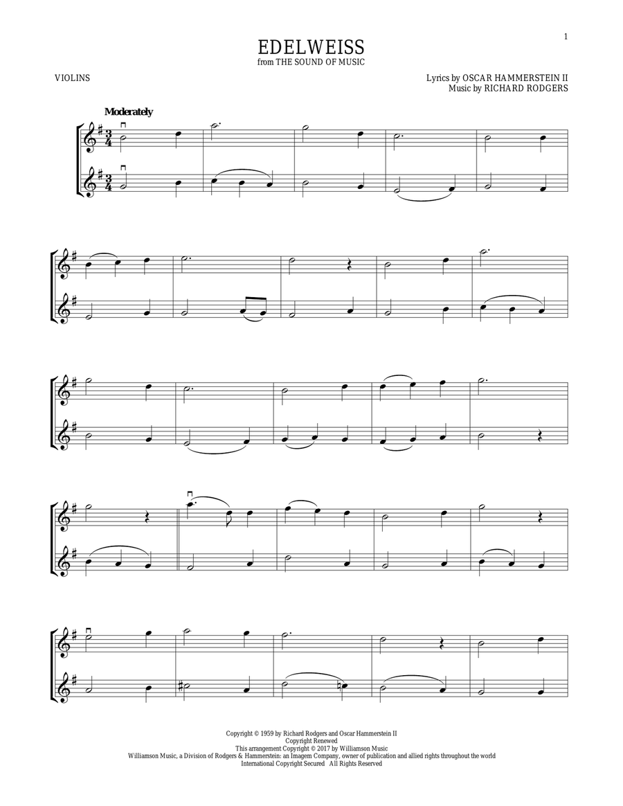 Edelweiss (from The Sound of Music) String Duet scores gallery preview page 1