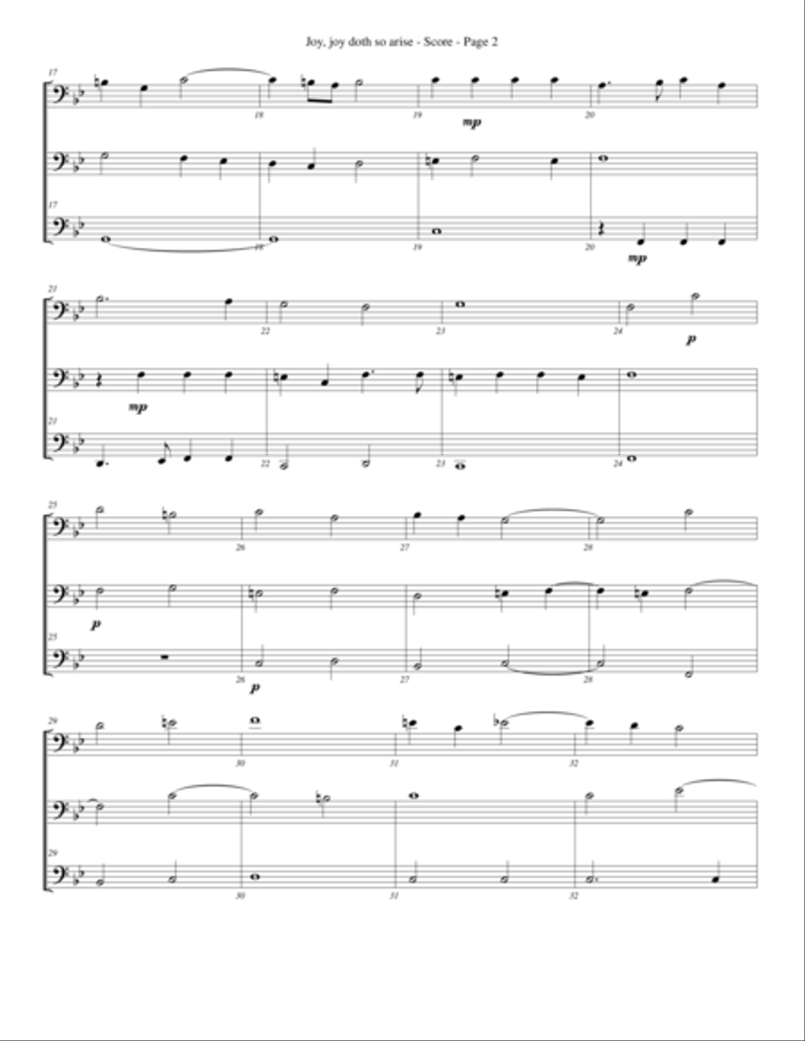 Joy, joy doth so arise for Trombone or Low Brass Trio Trombone Trio scores gallery preview page 2