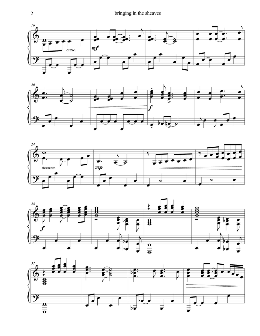 Bringing in the Sheaves--a Christian camp meeting song Piano Solo scores gallery preview page 2