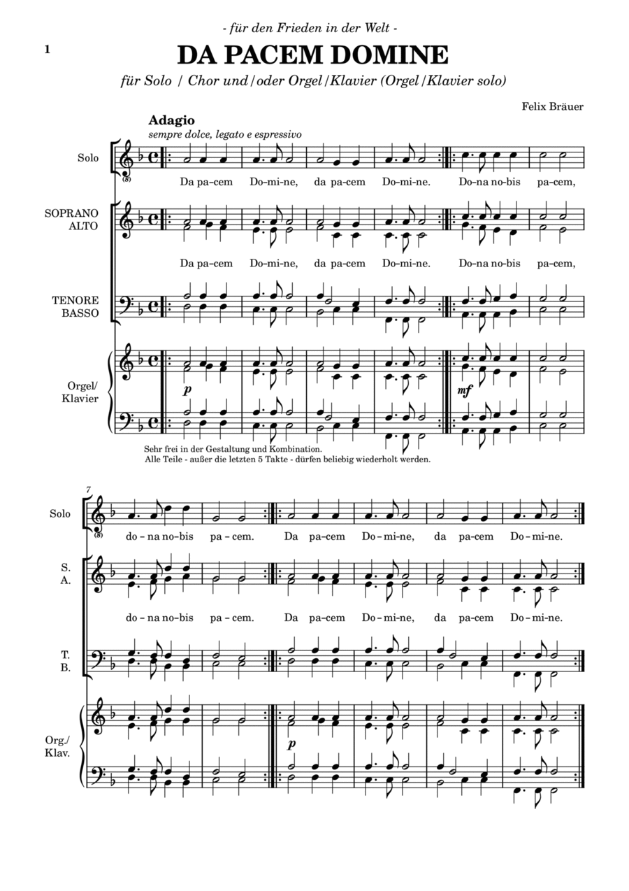 Da Pacem Domine Da Pacem Domine 4-Part scores gallery preview page 1