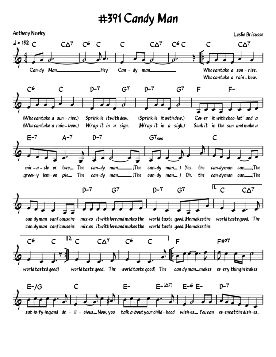 The Candy Man Piano, Vocal, Guitar scores gallery preview page 1