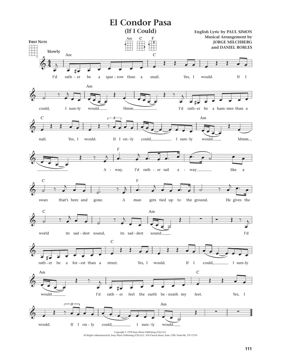 El Condor Pasa (If I Could) (from The Daily Ukulele) (arr. Jim Beloff) Ukulele scores gallery preview page 1
