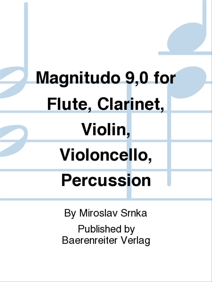 Magnitudo 9,0 for Flute, Clarinet, Violin, Violoncello, Percussion Clarinet scores gallery preview page 1