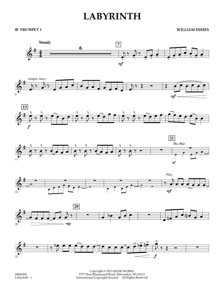 Labyrinth - Bb Trumpet 1 Concert Band scores gallery preview page 1