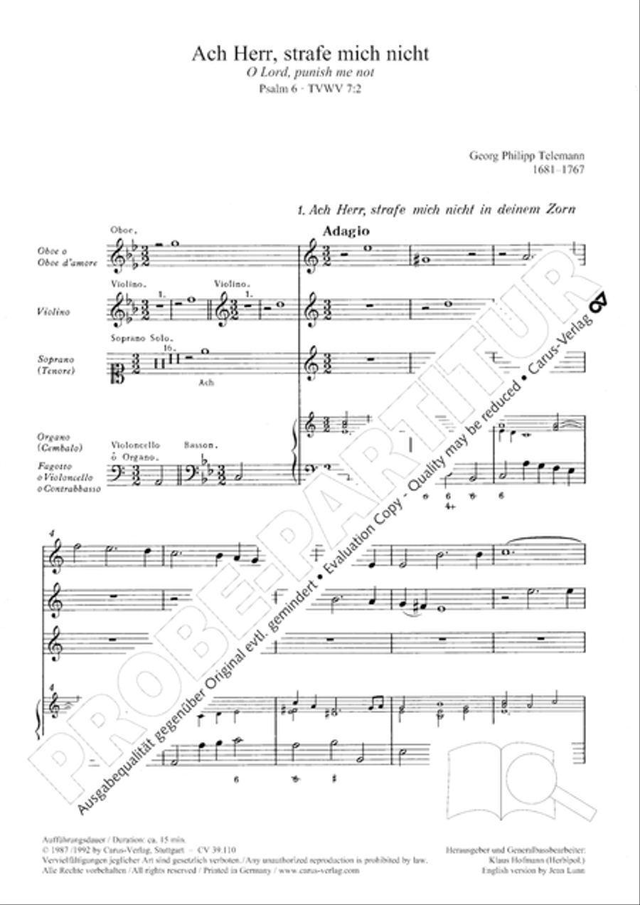 O Lord, punish me not (Ach Herr, strafe mich nicht) Tenor Voice scores gallery preview page 8