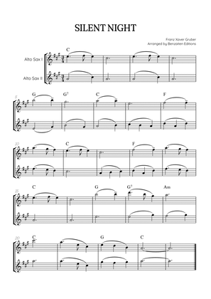 Silent Night for alto sax duet • easy Christmas song sheet music (w/ chords)