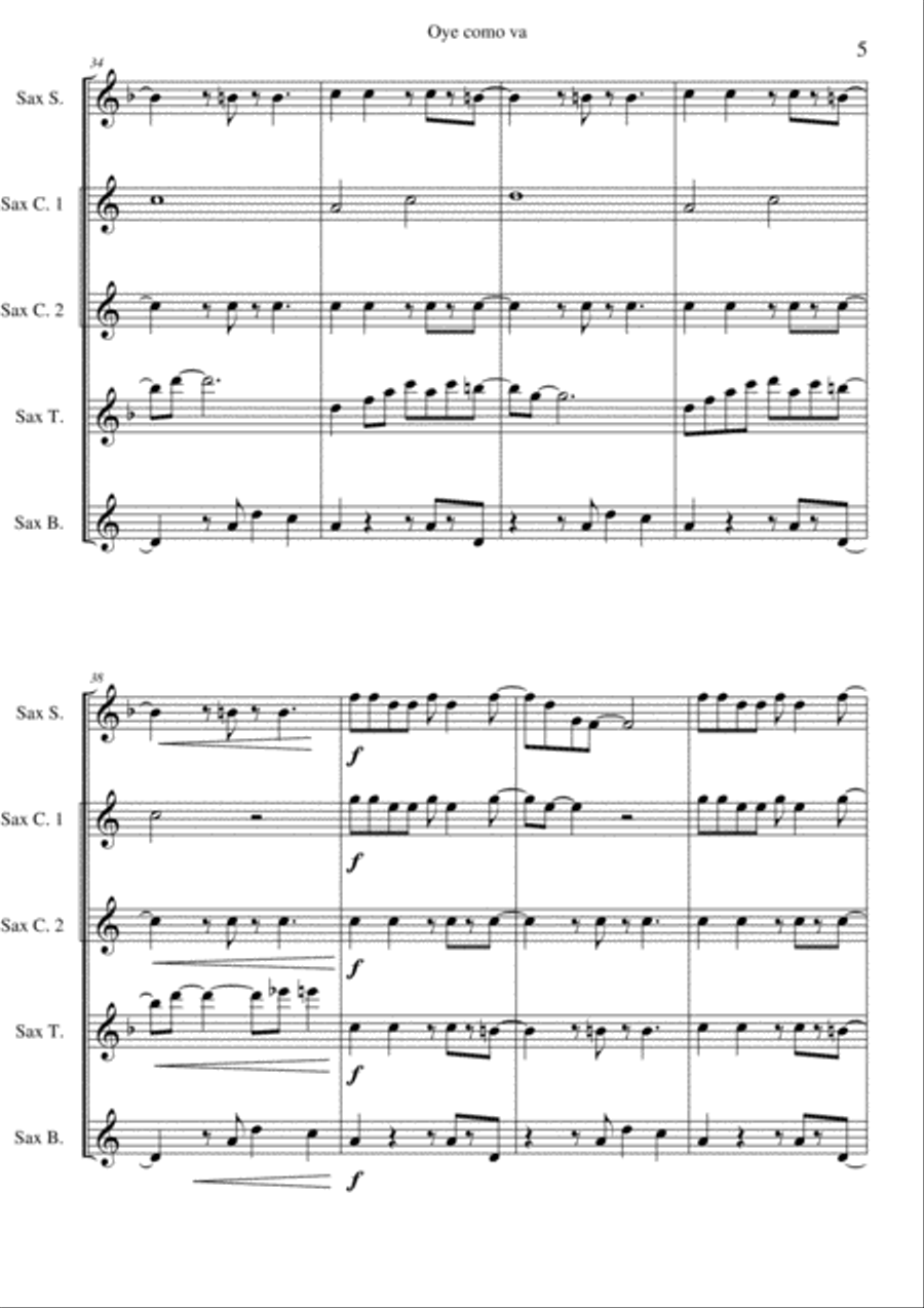Oye Como Va Woodwind Quintet scores gallery preview page 5