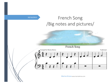 FRENCH SONG /big notes and pictures, landscape format - beginners read it easily image number null