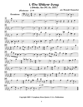 Shakespearean Music for Brass Quintet - 1. The Willow Song - Othello (Trombone)