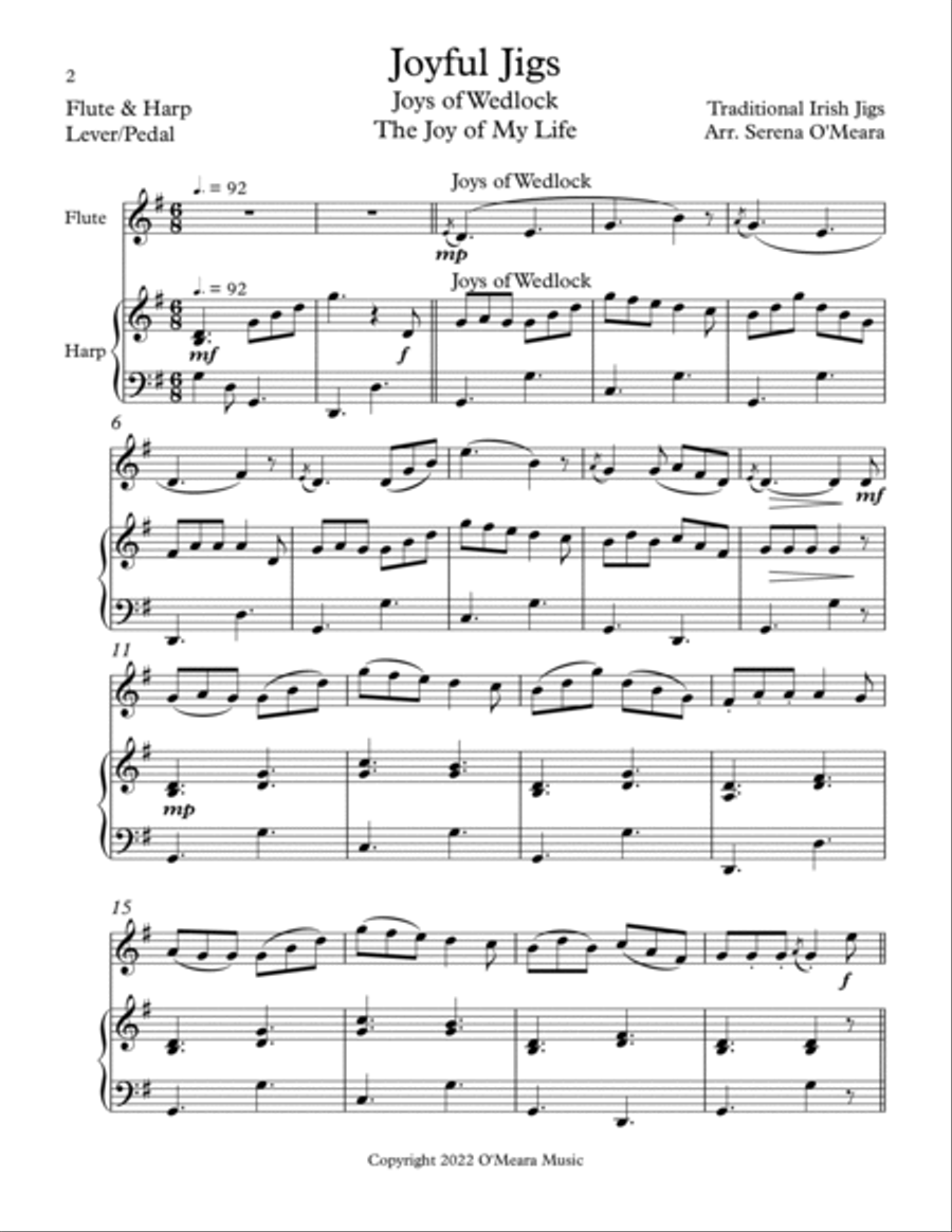 Joyful Jigs, Duet for Flute and Harp Flute scores gallery preview page 2