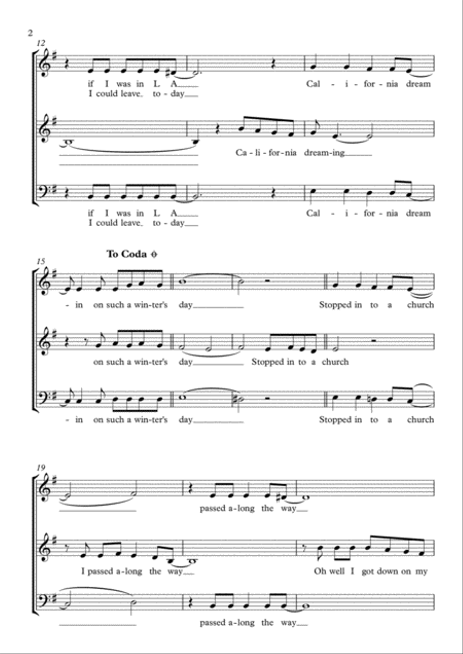 California Dreamin' 3-Part scores gallery preview page 2