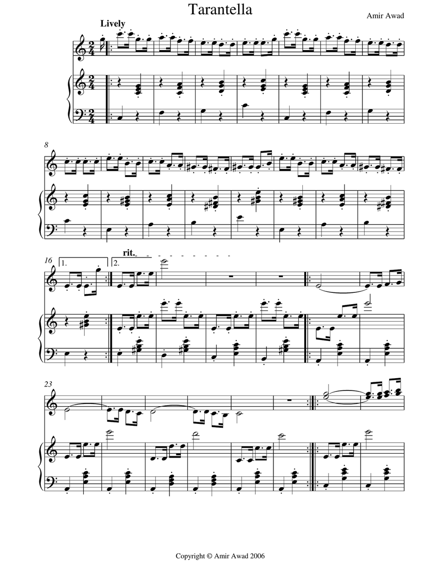 Tarantella for Solo Violin and Piano Violin Solo scores gallery preview page 1
