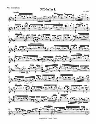 J.S. Bach - Violin Sonata No.1 in G minor, BWV 1001 arranged for Alto Saxophone