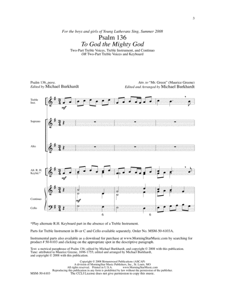 Psalm 136: To God the Mighty God (Choral Score) image number null