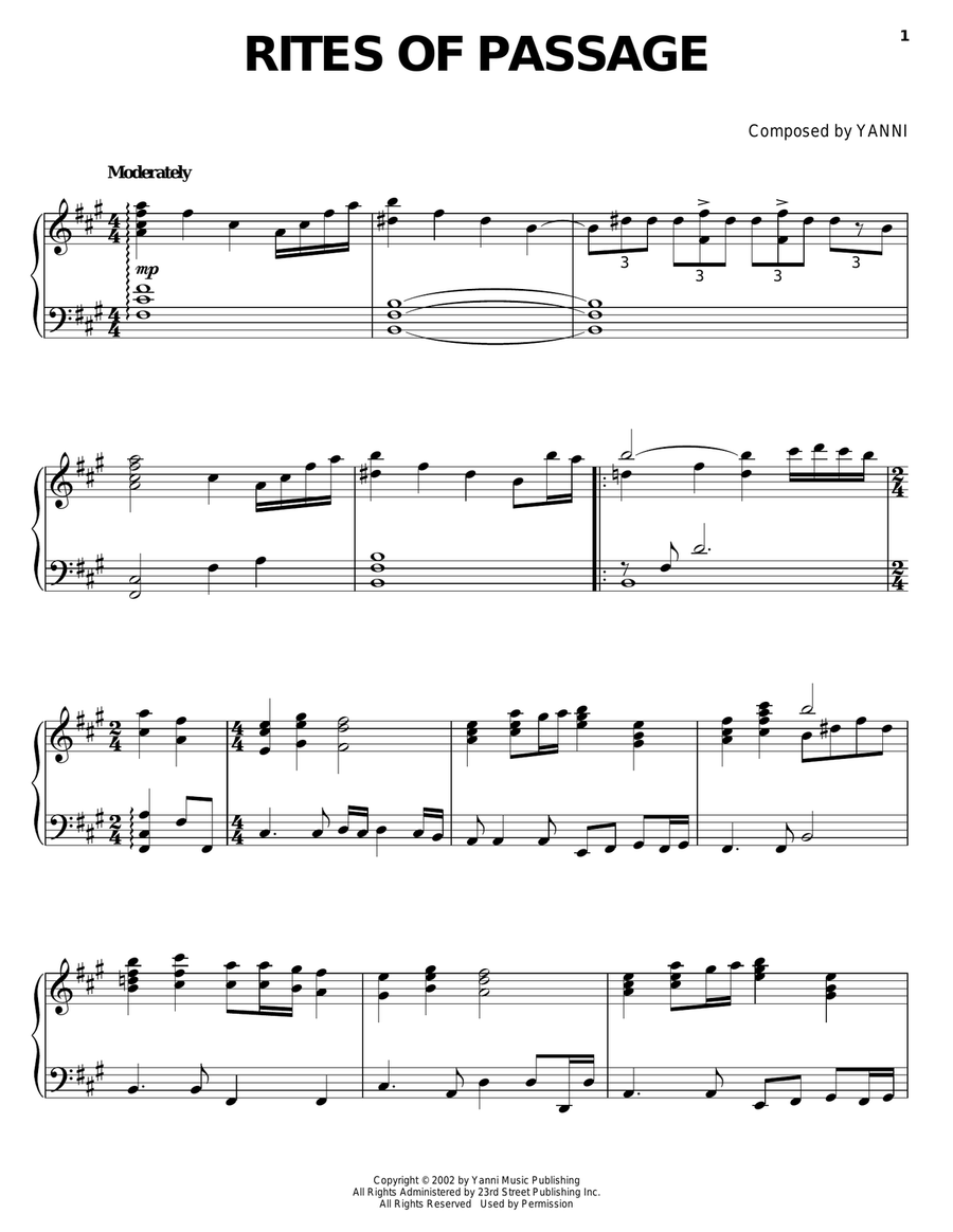Rites Of Passage Piano Solo scores gallery preview page 1