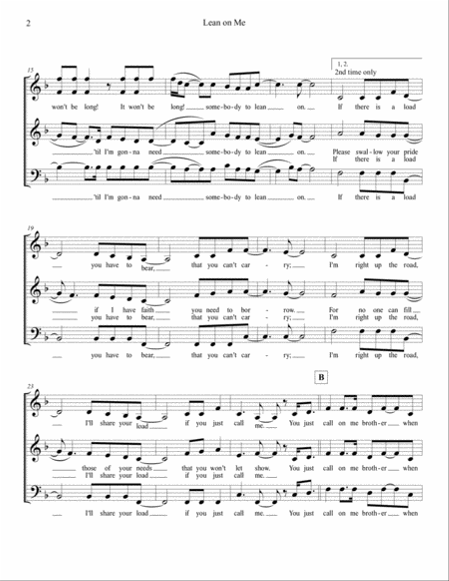 Lean On Me Bass Guitar scores gallery preview page 6