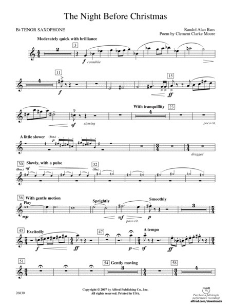 The Night Before Christmas: B-flat Tenor Saxophone