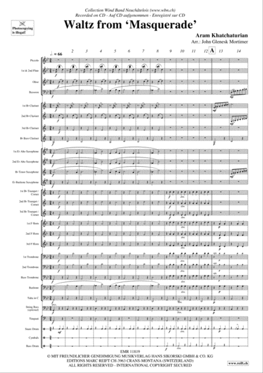 Waltz from Masquerade Concert Band scores gallery preview page 4