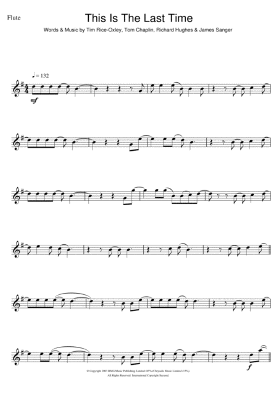This Is The Last Time Flute Solo scores gallery preview page 1
