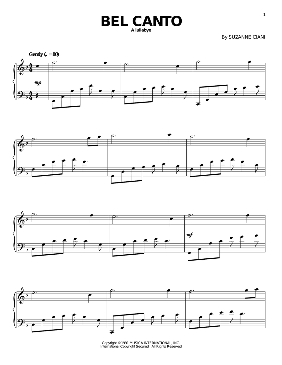 Bel Canto (Lullabye) Piano Solo scores gallery preview page 1