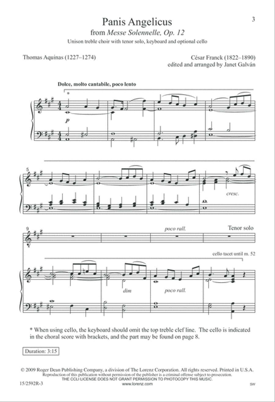 Panis Angelicus Unison Choir scores gallery preview page 3