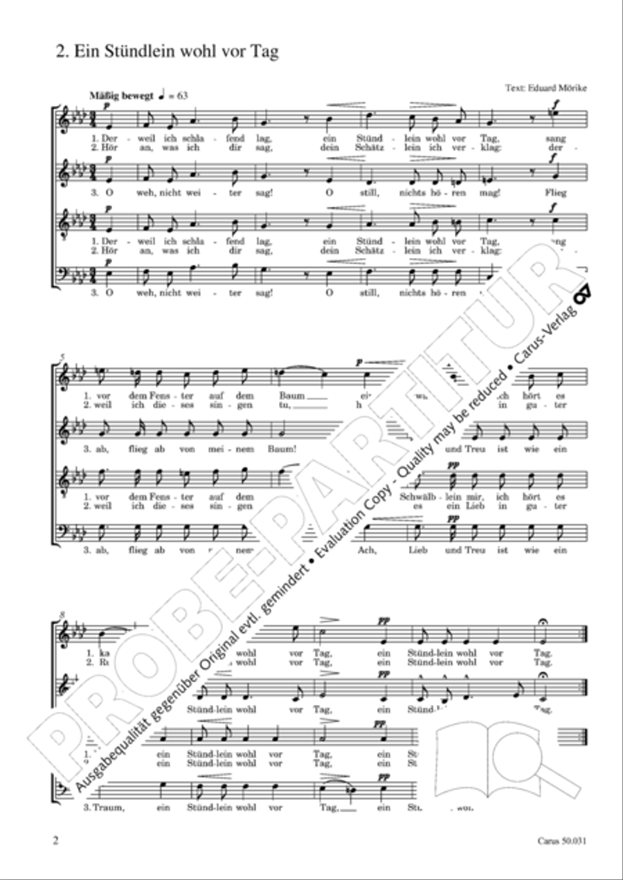 Funf Chorlieder (Morike) op. 31 Choir scores gallery preview page 3