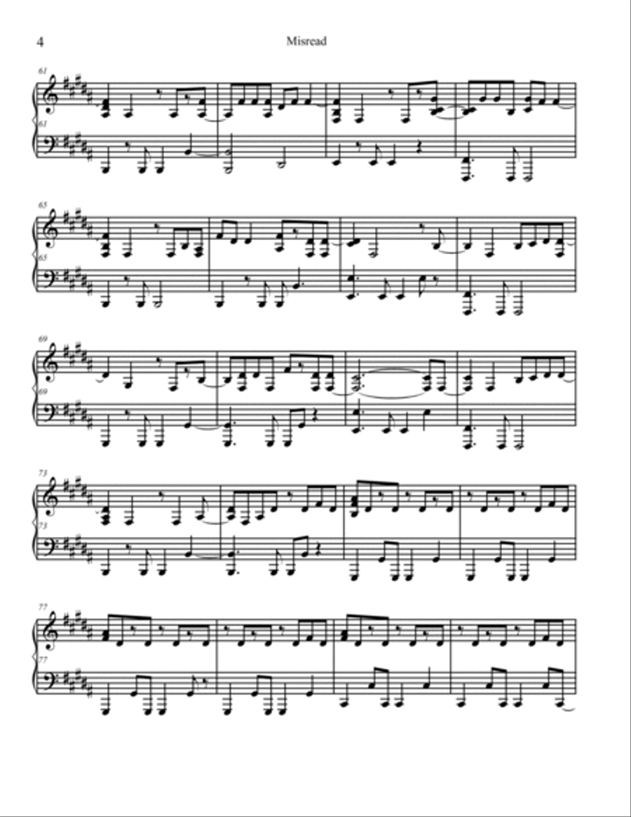 Misread Piano Solo scores gallery preview page 4