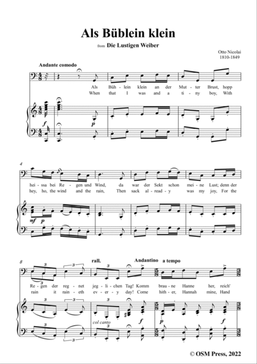Nicolai-Als Bublein klein,in C Major,from Die Lustigen Weiber Voice scores gallery preview page 3