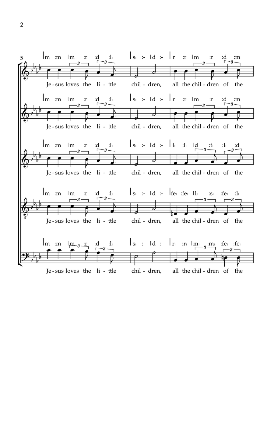 Jesus loves the little Children 4-Part scores gallery preview page 2