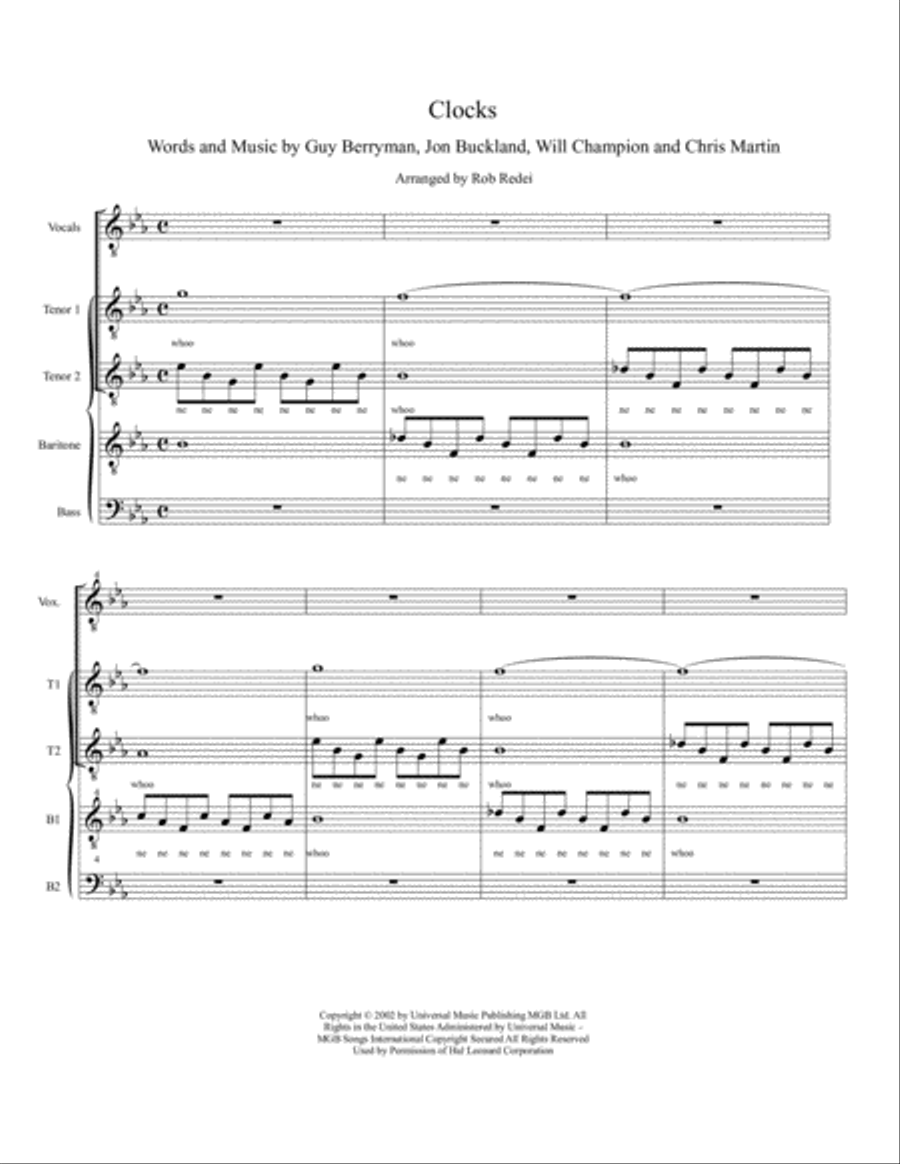 Clocks 4-Part scores gallery preview page 1