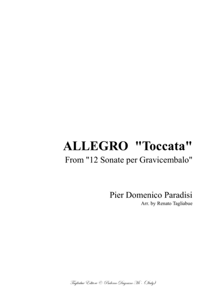 ALLEGRO "Toccata" - From 12 Sonate per Gravicembalo - P.D. Paradisi - Arr. for Trumpet in Bb and Tro image number null
