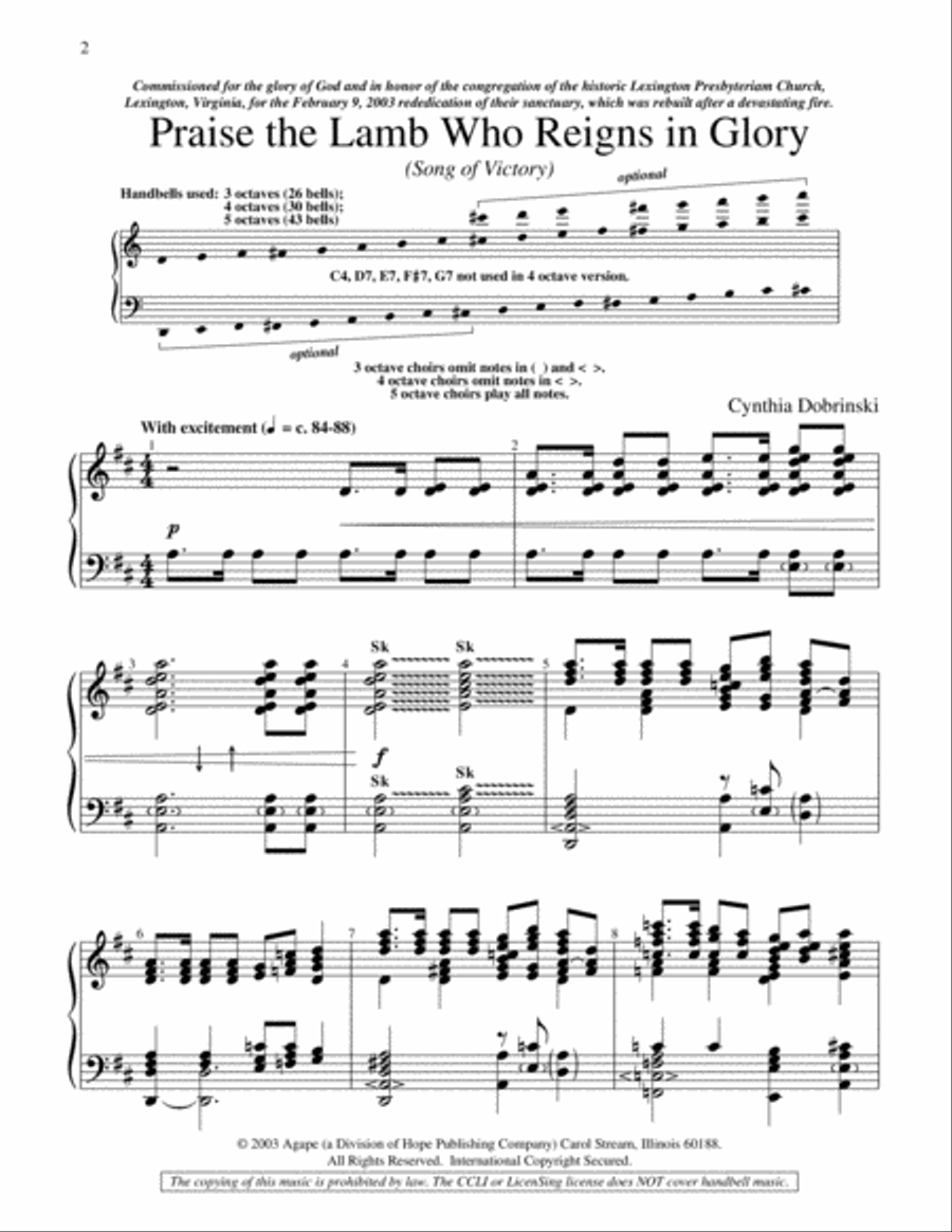Praise the Lamb Who Reigns in Glory 5-Octaves scores gallery preview page 8