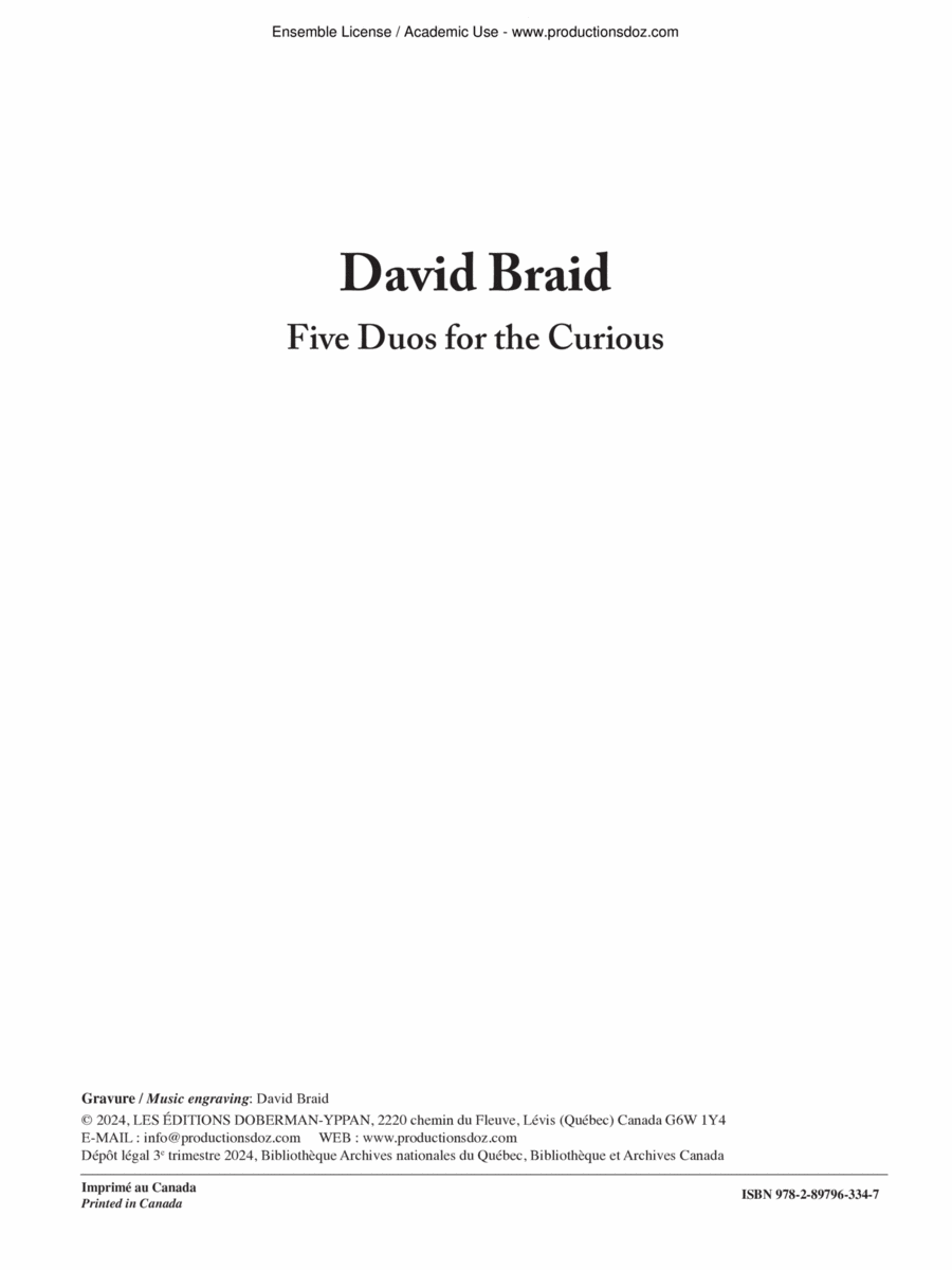 Five Duos for the Curious Bassoon scores gallery preview page 1