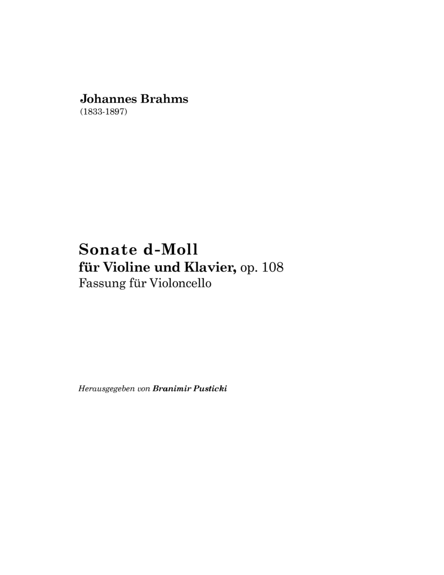 Sonata in d minor, op. 108 Cello Solo scores gallery preview page 1