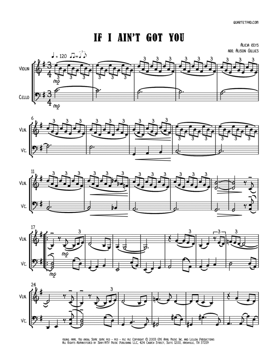 If I Ain't Got You String Duet scores gallery preview page 1
