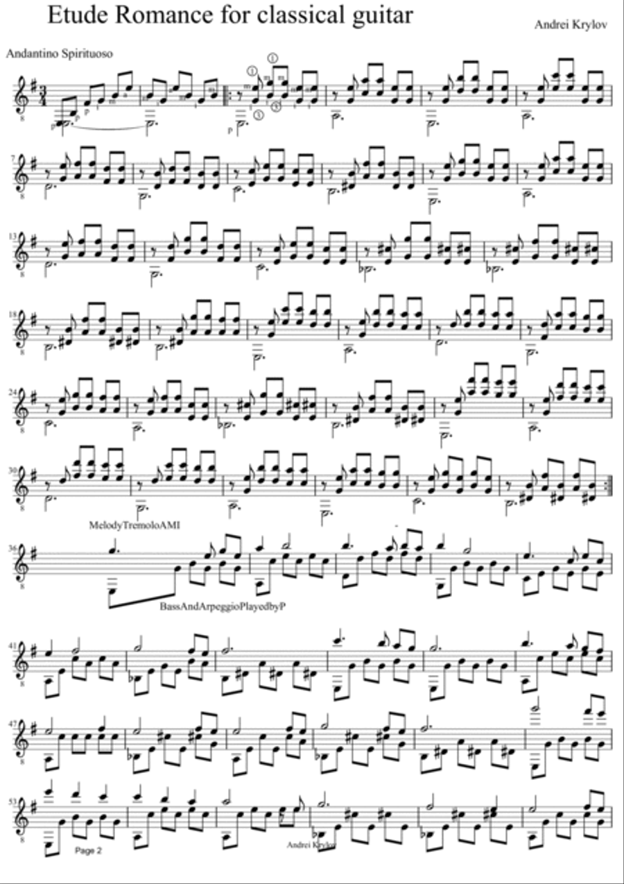 7 Romances for classical guitar. Two for violin and guitar. Music by Andrei Krylov String Duet scores gallery preview page 4