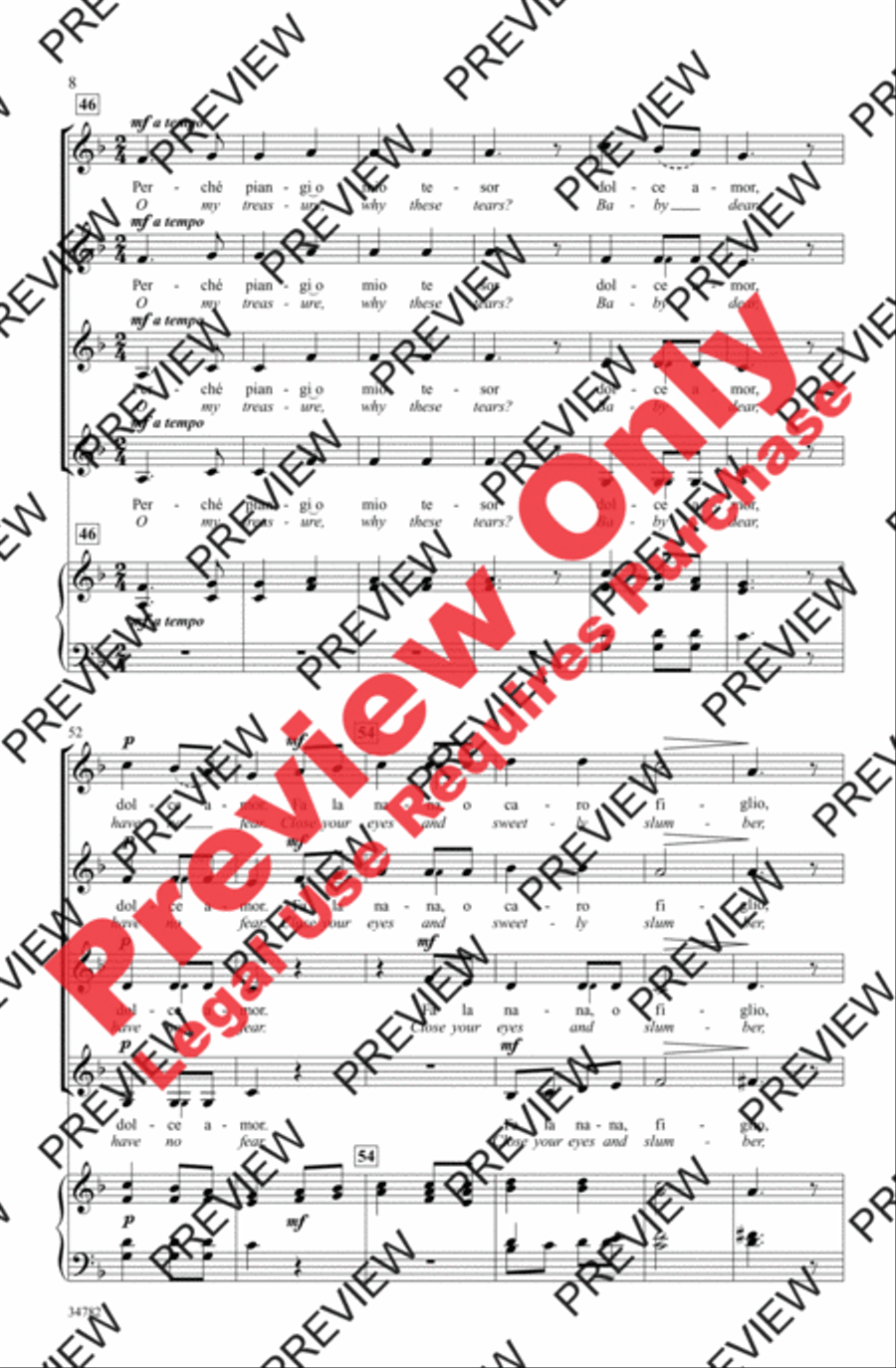 Dormi, Dormi, O Bel Bambin Women's Choir scores gallery preview page 7