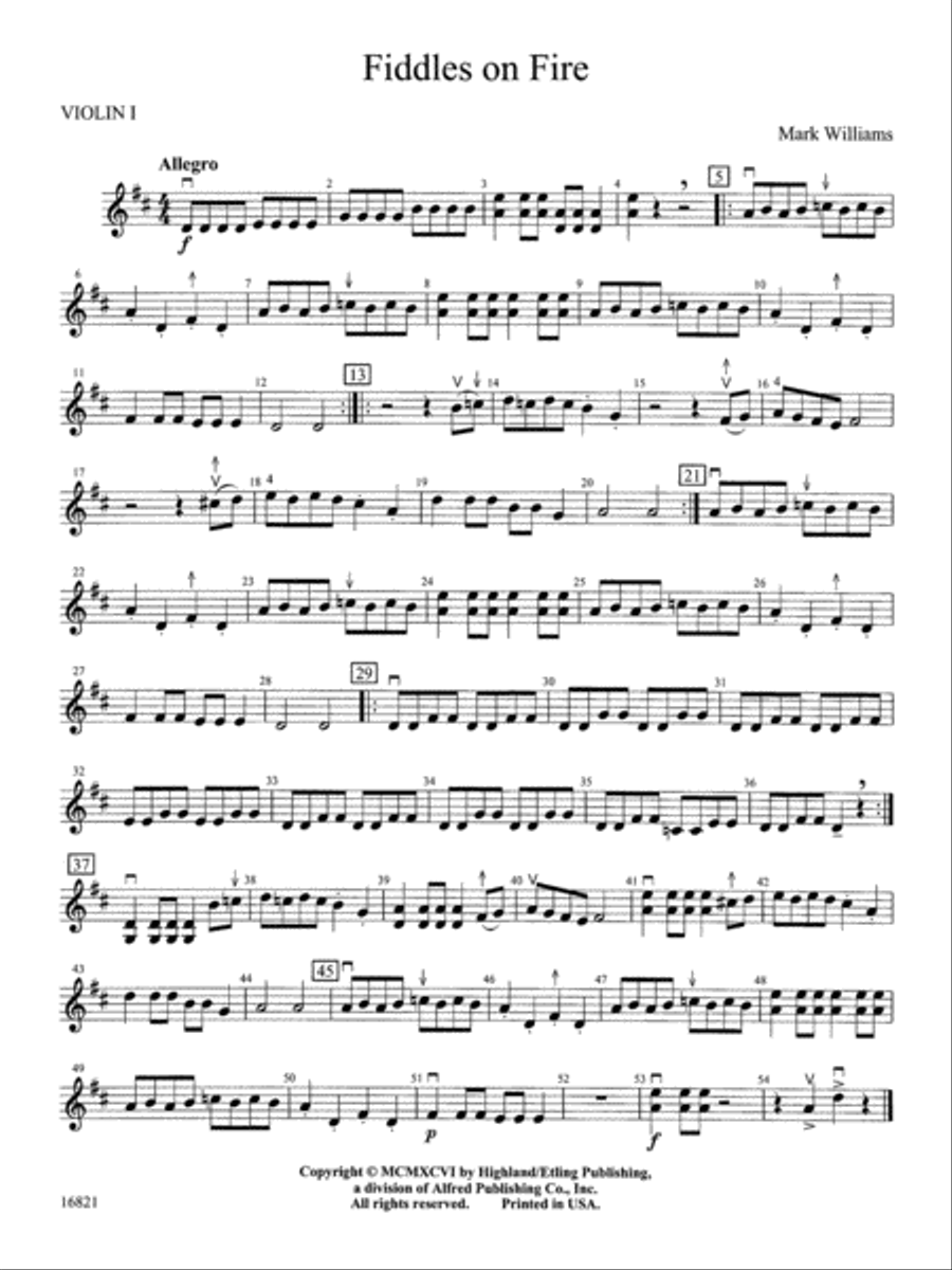 Fiddles on Fire: 1st Violin String Orchestra scores gallery preview page 1