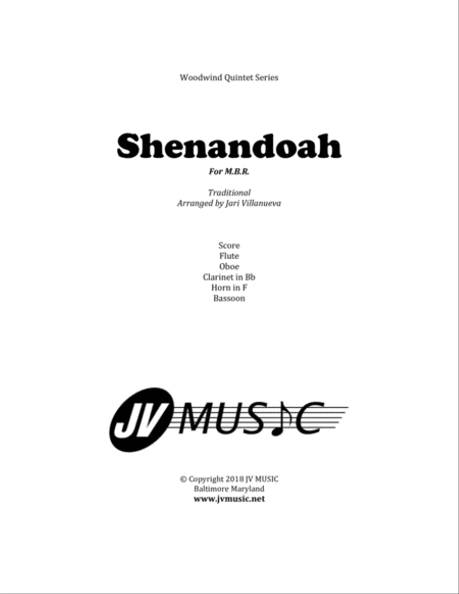 Shenandoah for Woodwind Quintet Woodwind Quintet scores gallery preview page 1