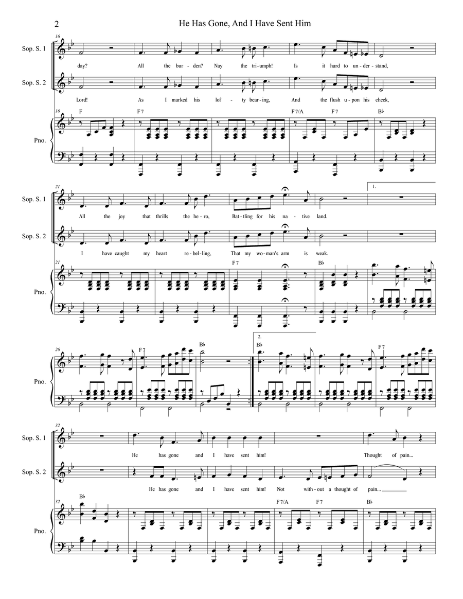 He Has Gone, And I Have Sent Him SSA scores gallery preview page 3