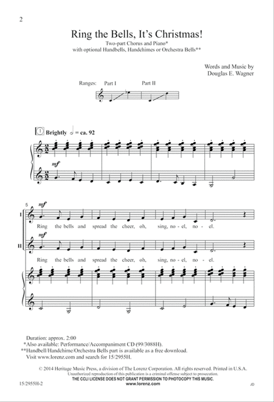 Ring the Bells, It's Christmas! 2-Part scores gallery preview page 2