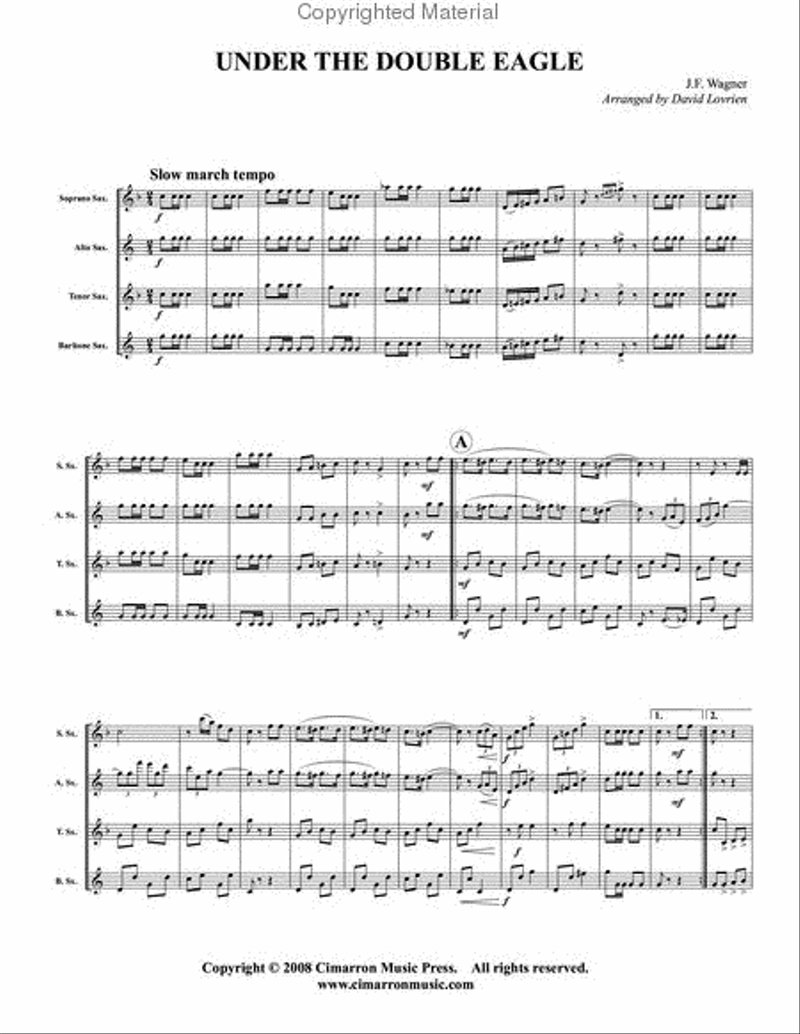 Under the Double Eagle March Saxophone Quartet scores gallery preview page 2