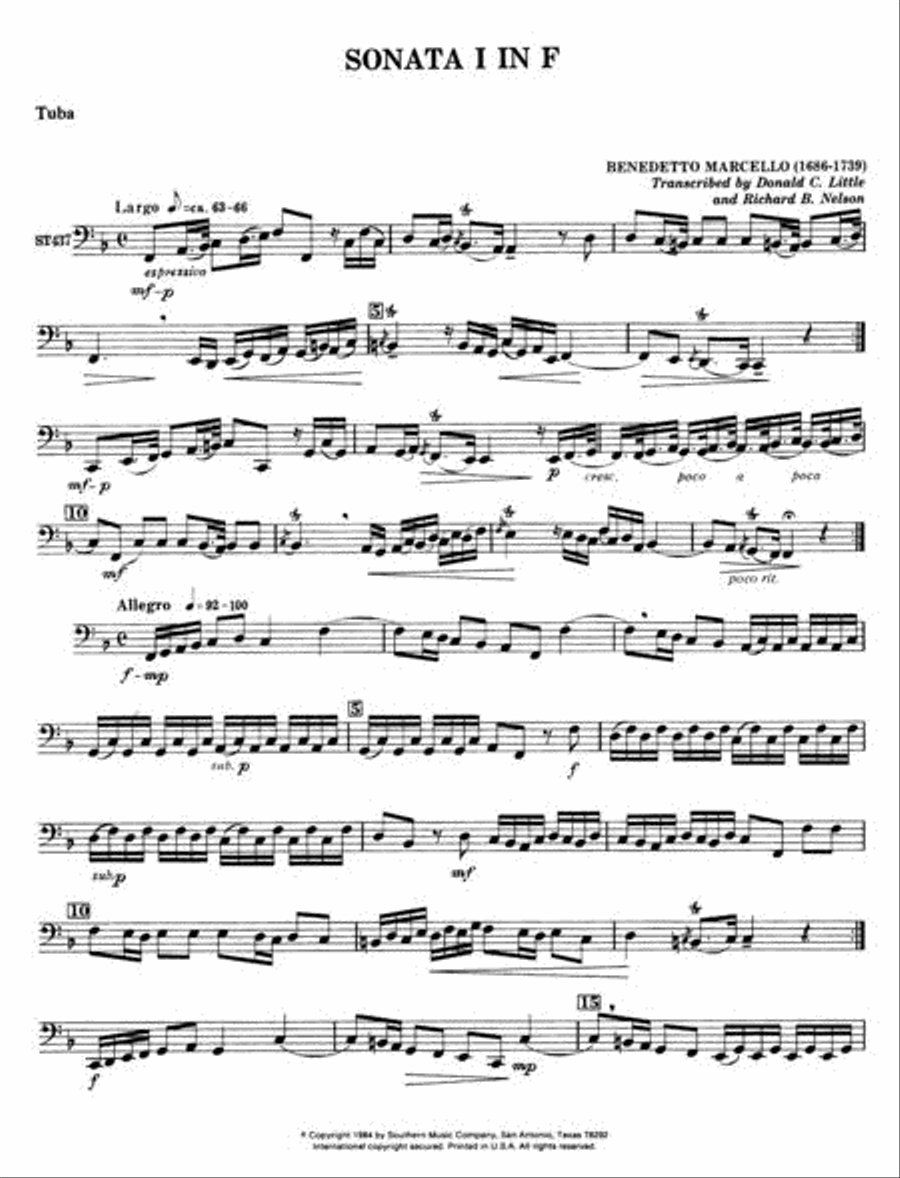 Sonata No. 1 in F Tuba scores gallery preview page 2