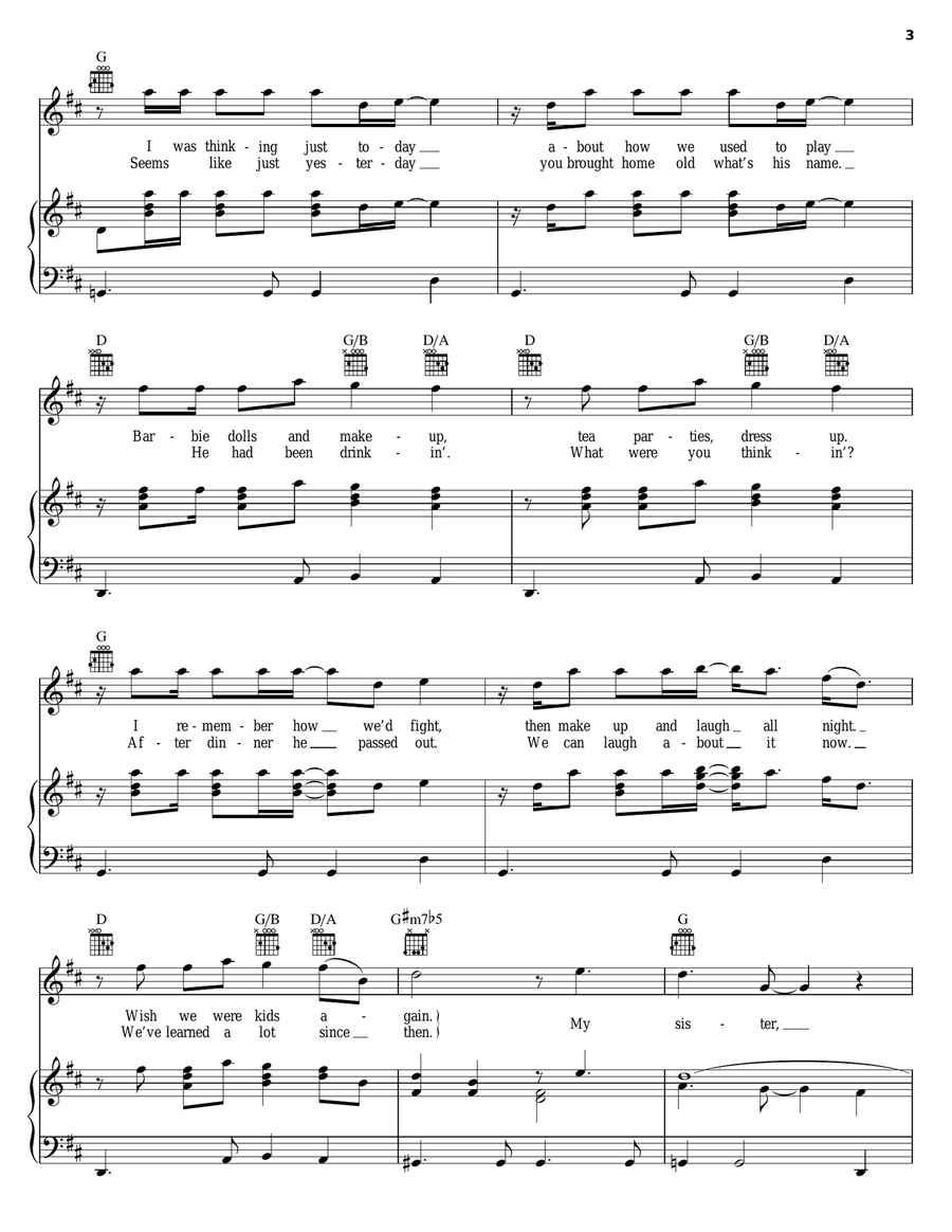 My Sister My Sister Piano, Vocal, Guitar scores gallery preview page 3