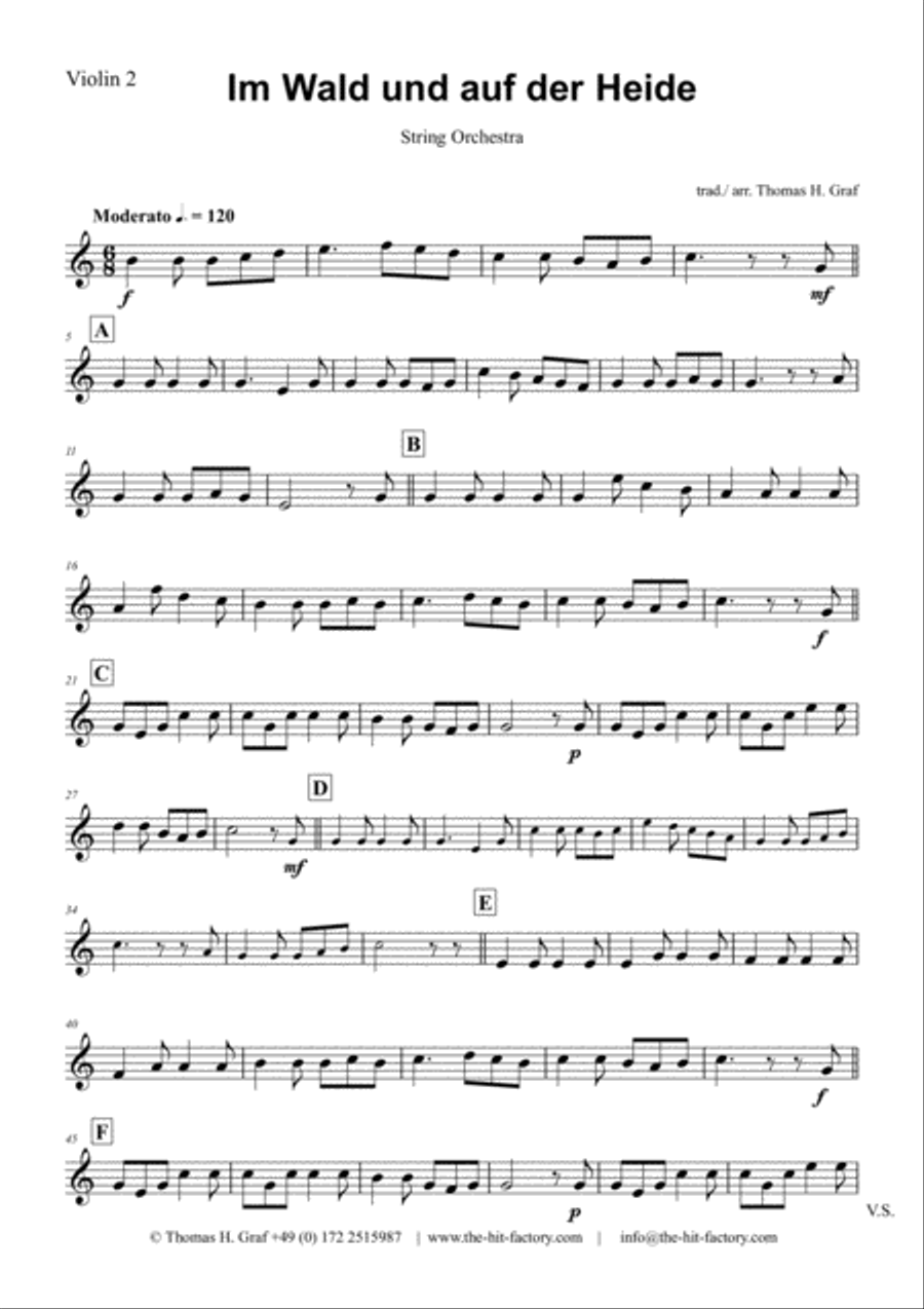 Im Wald und auf der Heide - German March/Octoberfest - String Orchestra String Quartet scores gallery preview page 6