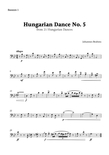 Hungarian Dance No. 5 by Brahms for Bassoon Trio image number null
