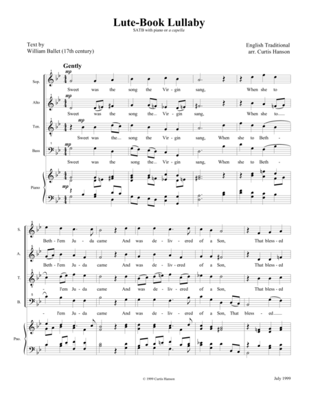 Lute-Book Lullaby (SATB) image number null
