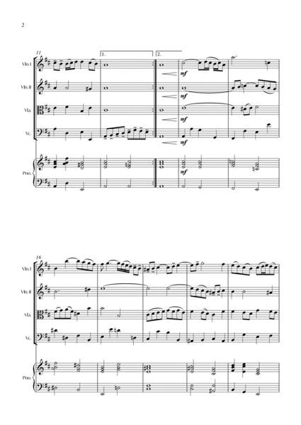 Air On The G String (from Suite No.3 in D Major) (Bach) - String quartet with Piano image number null