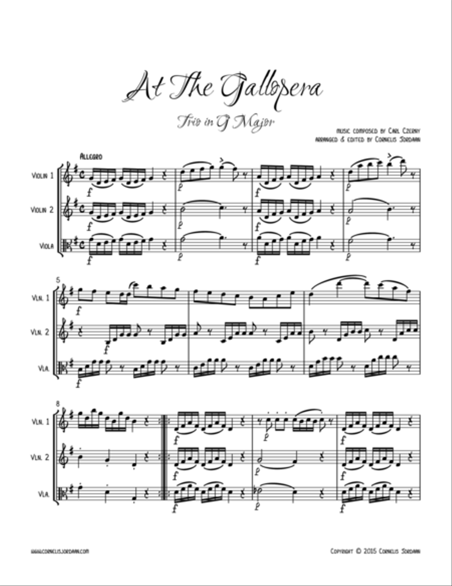 At The Gallopera, trio for 2 violins & viola String Duet scores gallery preview page 1